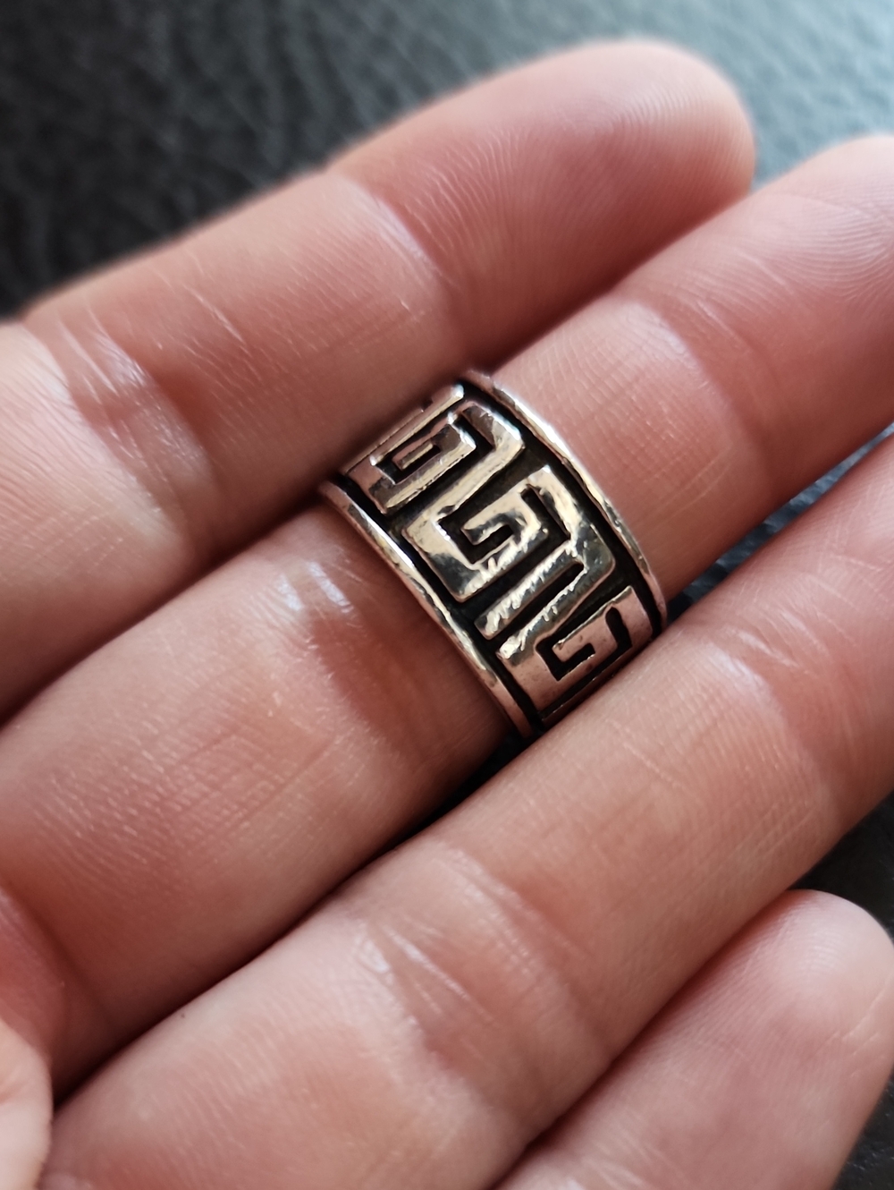 Sterling Silver Greek Key Ring- Size 5.5
